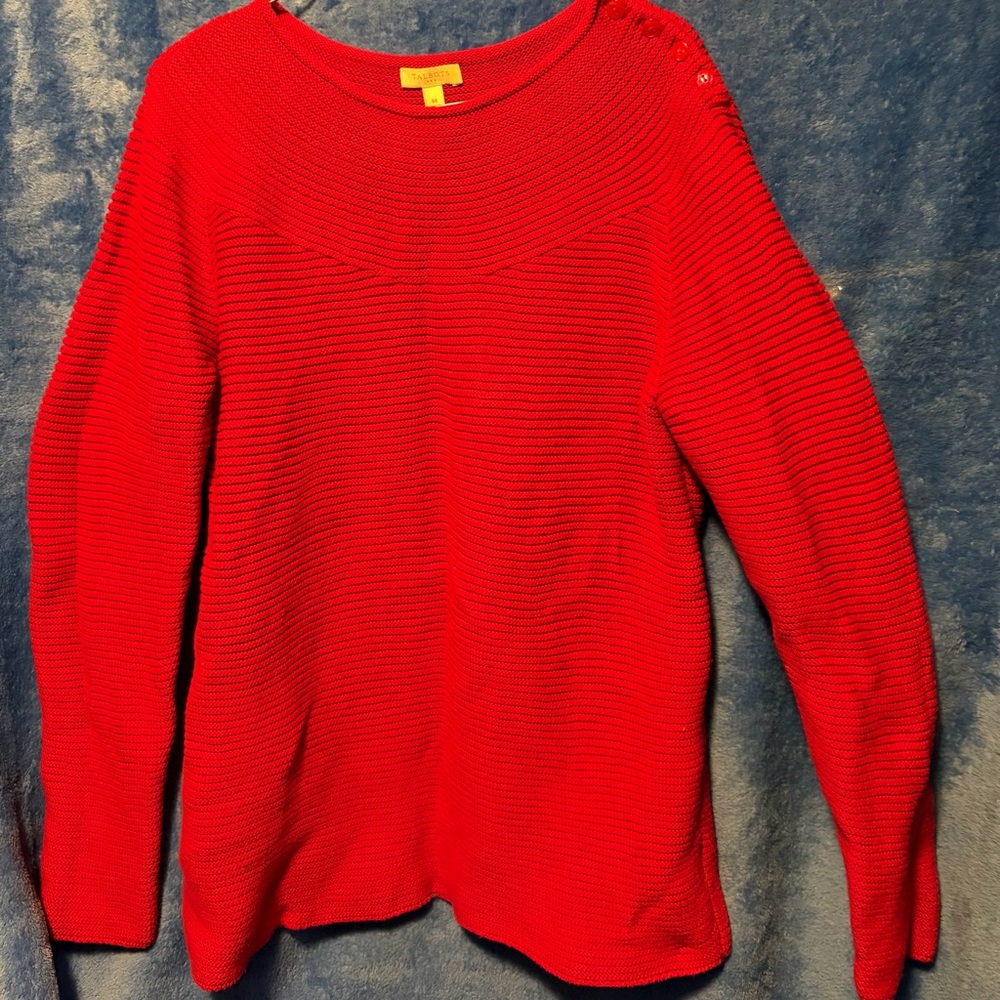 Talbots Vibrant Red Crew Neck Sweater